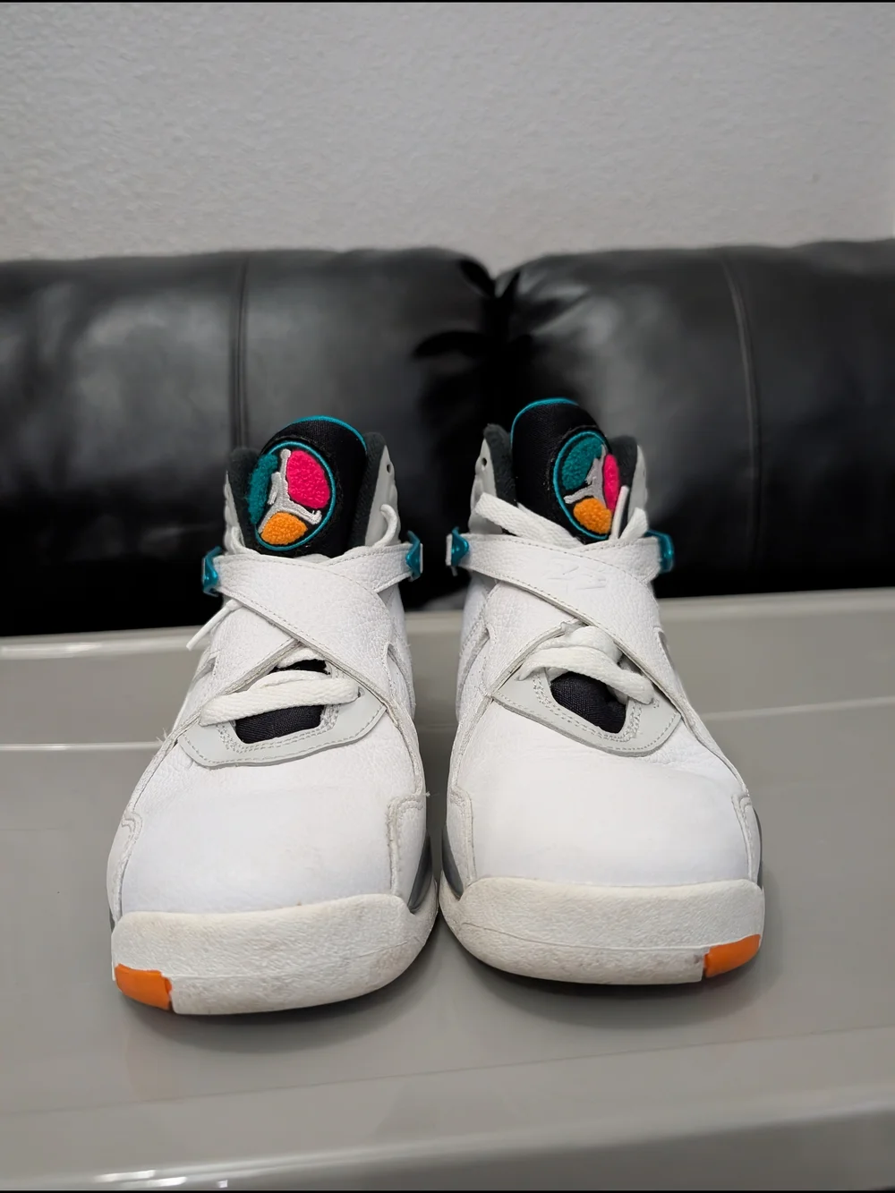 Nike Air Jordan 8 Retro GS South Beach Sneakers White Teal 7Y / Women’s 8.5